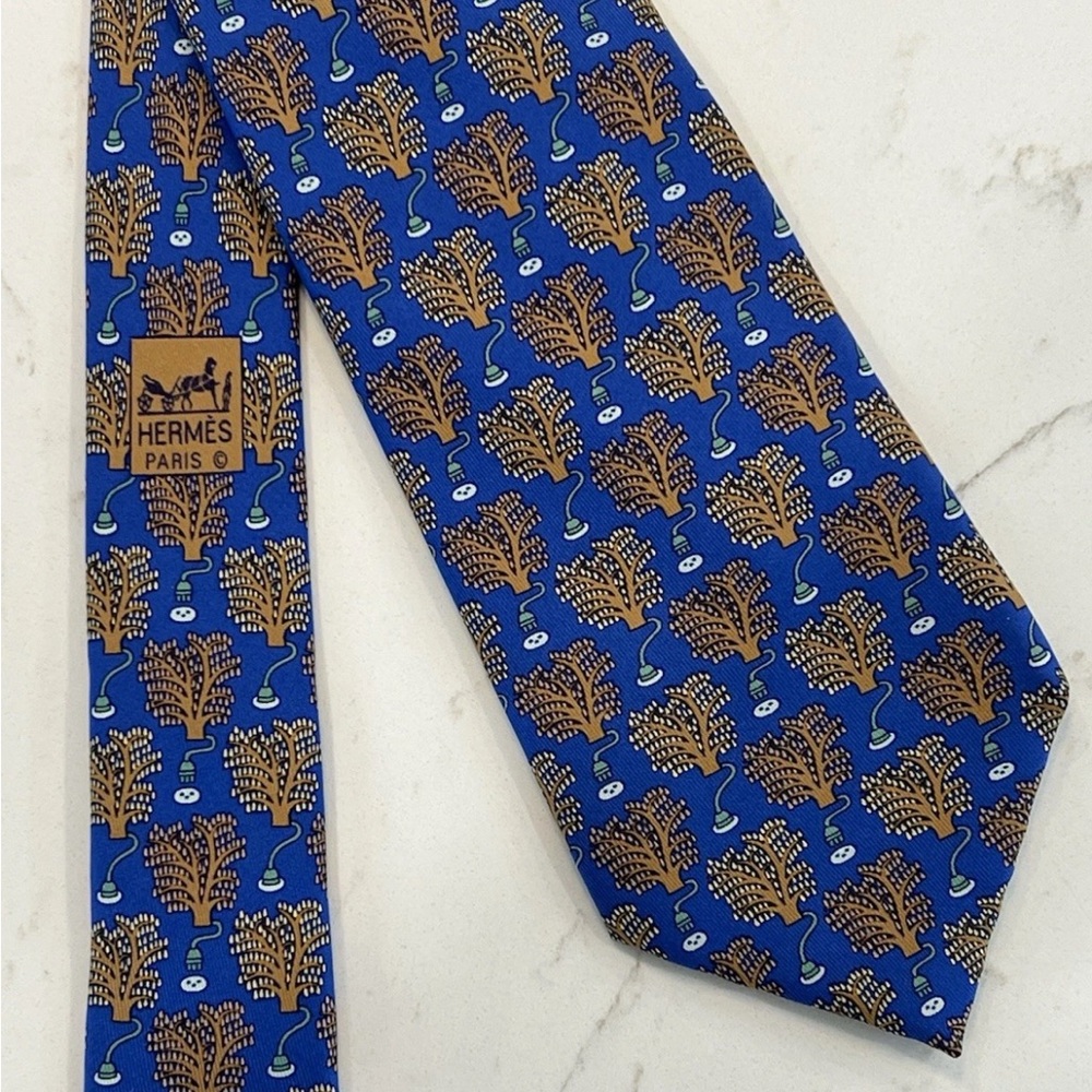 RARE Custom Pre-Owned HERMES Men's Silk Tie for CLP Made In France
